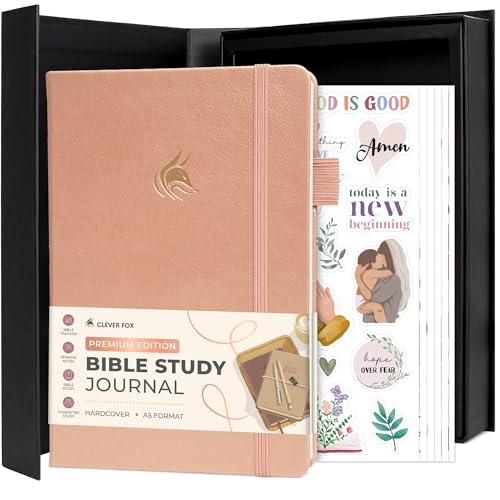 Clever Fox Bible Study Journal Premium Guided Notebook 5.8x8.3 Rose Gold - color: Rose Gold, size: A5 (5.8″ x 8.3″)