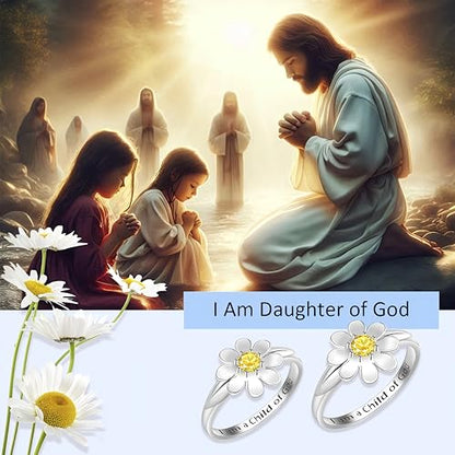 I Am A Daughter of God Ring: 925 Sterling Silver God Daisy Purity Rings