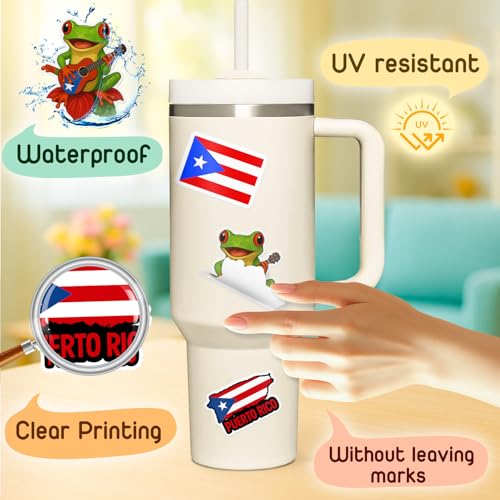 4 Pcs Puerto Rico Stickers - Waterproof Vinyl Puerto Rican Flag Decals - color: Puerto Rico Sticker
