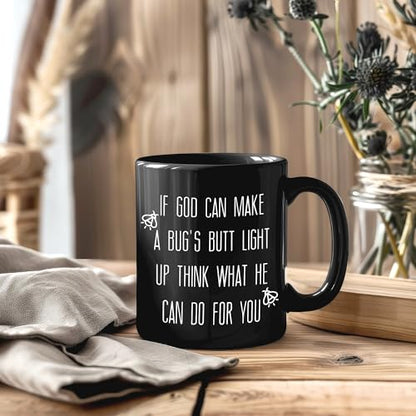 Funny Christian Mug, Bible Verse Coffee Cups Ceramic, Christian Gifts for Women Faith Men, Religious Bible Verse Gifts Black Coffee Mug Cup for Women Men - color: Black
