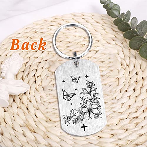 SOUSYOKYO Religious Keychain Christian Gift for Women Men, Godly Ideas, Thank God Spiritual, Bible Verse Healing, Religion Halloween Christmas