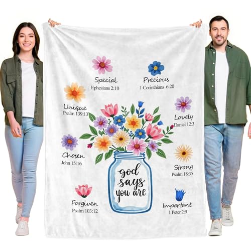 Christian Gifts for Women, Soft Throw Blanket with Flowers and Bible Verse, Soft Flannel Spiritual Catholic Blanket for Couch, Chair Bed Home Halloween Decor,30"x 40" - color: Christian Blanket 4, size: 30"x40"