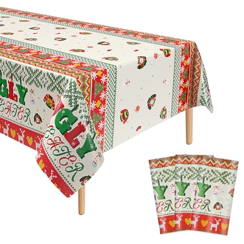 3 Pcs Christmas Ugly Sweater Party Tablecloth - color: Ugly Sweater