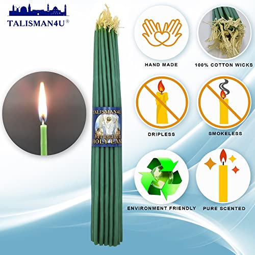 TALISMAN4U 33 Beeswax Taper Candles 11 inch Jerusalem Church Candles - color: Green