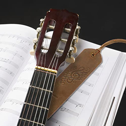 Leather Bookmarks for Men and Women | Quality Mens Bookmark with Music Notes | 2 Smooth Handmade Leather Book Markers for Men Women Book Lovers Readers (7x2) Leather Gift | Sovereign-Gear - style: Music