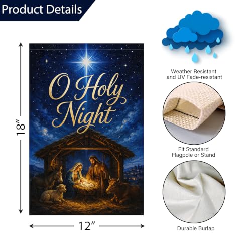 Louise Maelys Christmas Nativity Garden Yard Flag 12x18 Inch Religious - color: Multi-1