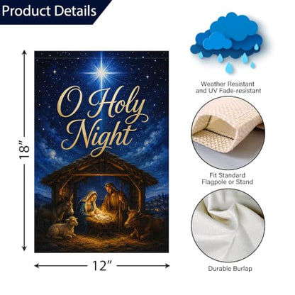 Louise Maelys Christmas Nativity Garden Yard Flag 12x18 Inch Religious - color: Multi-1