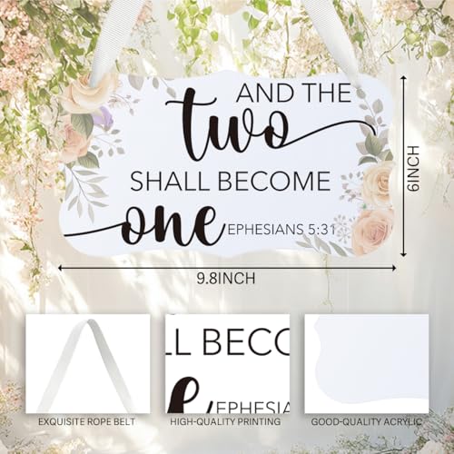 HDHBP And The Two Shall Become One Wall Decor Christian Wedding Wall Decor Christian Wedding Decor Bible Verse Engagement Anniversary Acrylic wall Sign - color: and the two shall become one