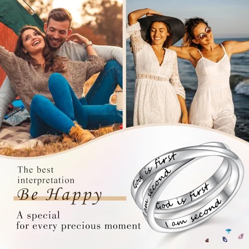 YinShan 925 Sterling Silver Inspirational Ring I am Enough Rings/God Grant Me The Serenity/Always Remember You Are Braver for Women Girls Size 6-9 - style: God is First