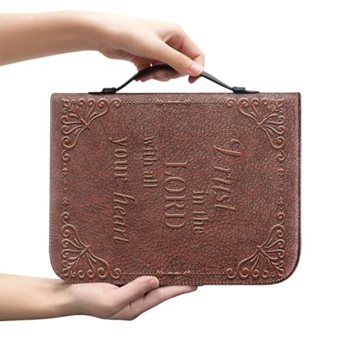 Elegant Cross & Scripture Bible Cover Case for Men Women Fashion PU Leather Bible Book Case Lightweight Portable Brief Case Stationary Supplies Storage - color: Elegant Cross & Scripture, size: 2X-Large