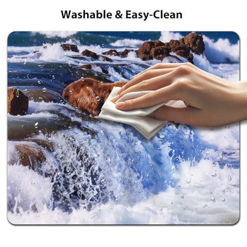 Grizzly Bear Mouse Pad, Katmai National Park Alaska Waterfall Desk Mat - color: Cute Colorful Art Rec23