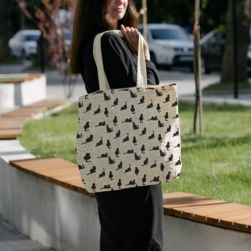 Tote Bag For Women Man, Reusable Work Shopping Grocery Shoulder Bags - style: Pink Cute Cats