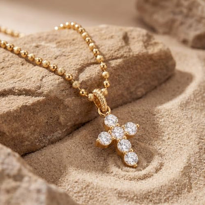 Fettero Cross Necklace for Women Faith Pendant 14K Plated Dainty Chain Necklaes Minimalist Simple Tiny God Lords Prayer Religious Jewelry - style: Dainty