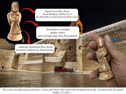 Zuluf Olive Wood Mini Praying Angel Statue (3.1") – Hand Carved Guardian Angel from Bethlehem – Christian Sympathy & Memorial Gift – Small Comfort Figurine for Prayer, Grief & Remembrance - color: 3.1" Mini Angel