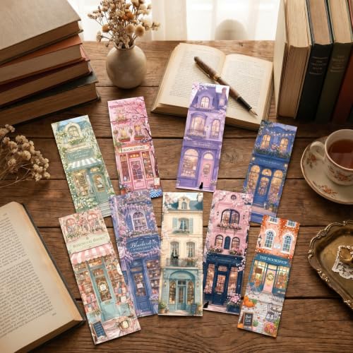 50 Pcs European Bookstore Bookmarks Gift Book Marks for Book Lover - color: European Bookstore
