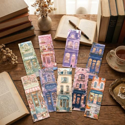 50 Pcs European Bookstore Bookmarks Gift Book Marks for Book Lover - color: European Bookstore