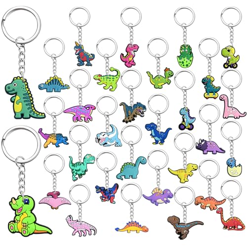 Cute Keychain Bulk,Cute Key Chain for Car Keys Purse Bag Rewards - color: Dinosaur-30