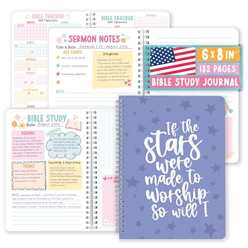 Guided Bible Study Journal for Women - Bible Journal for Women - color: Indigo Pastel Stars