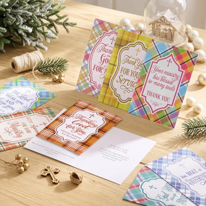 24 Pack Christian Pastor Ministry Appreciation Card, Ministry Plaid - style: Ministry Plaid