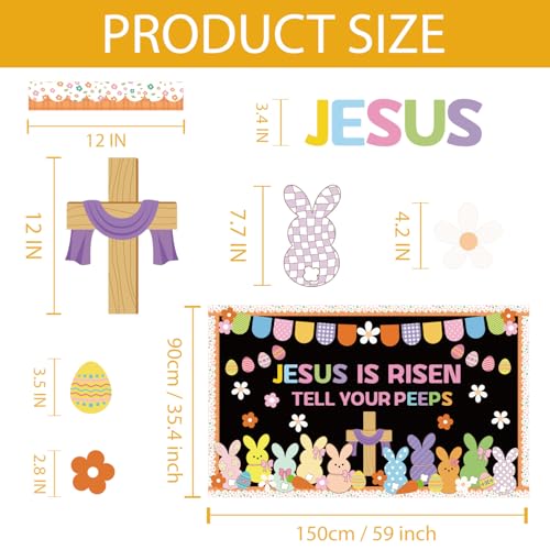 Easter Peeps Bulletin Board Decorations Set Easter Classroom Decor 75Pcs - color: Easter