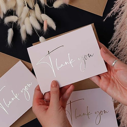 GardenCity Thank You Cards - 30 Pack (Blush Pink) - color: Blush Pink / Silver Foil