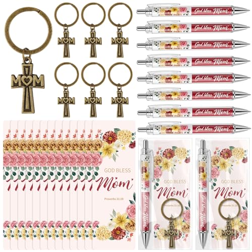 Motiskyy 24 Sets Christian Baptism Gifts Bulk Religious Cross Keychains - style: Mother Day