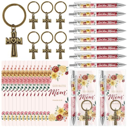 Motiskyy 24 Sets Christian Baptism Gifts Bulk Religious Cross Keychains - style: Mother Day