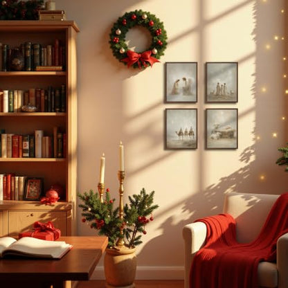 DOFQZ Christian Jesus Christmas Wall Art Prints 8x10 Set of 4 - color: 25Child, size: 8*10
