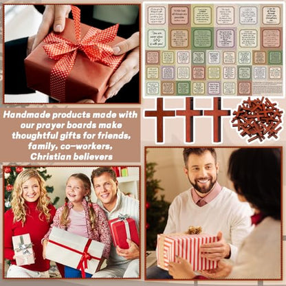 Fanfanwin 38 Sets Prayer Quilt Squares with Crosses, Retro2, Brown - color: Brown, style: Retro2