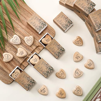Yalikop 24 Sets Christian Gift Bulk Wooden Scripture Hearts, Wood Color - color: Wood Color