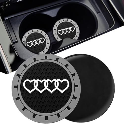 2.75in 2Pack - Love Heart Car Cup Holder Coaster for Audi A3 A4 A6 A8 Q2 Q3 Q5 Q7 Q8 S3 S5 S6 RS3 RS4 RS7 R8 TT Recessed Anti Slip Silicone Cupholder Coaster Interior Accessories - color: S/W