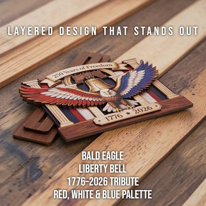 250th Anniversary USA Wood Plaque, 1776–2026 American Patriotic Decorations - color: KAT-K- USA- Palque 1