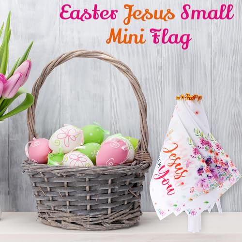 Outus 30 Pcs Jesus Stick Flags Small Christian Flag Jesus Love You Decor - style: Jesus Small Mini
