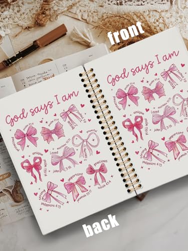 Bible Study Journal Notebook，Christian Gifts for Women Teen Girls Kids,Church Notes Notebook for Worship & Sermons，Inspirational Religious Hardcover Spiral Notebook 5.5x8.3 Inch - color: GOD SAYS I AM