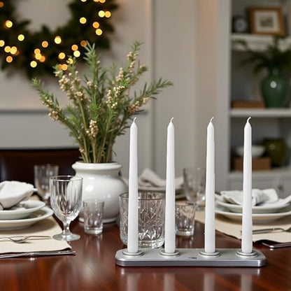 24 Pack White Taper Candles丨Taper Candles 10 Inch Dripless丨Unscented & Smokeless Candlesticks Bulk丨7-8 Hours Long Burning Tall Candles丨Ideal for Christmas Weddings Parties Dinner - color: White, size: 24 Pack Taper Candle