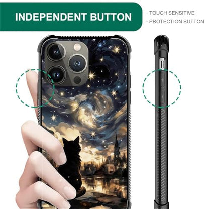 for iPhone 15 Pro Case | Classic Slim Cover Design | Black Cat Stars - color: Black Cat Stars, size: iPhone 15 Pro