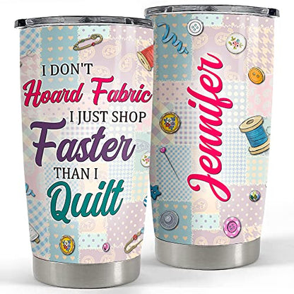 SANDJEST Personalized Sewing Tumbler Sewing Pattern 20oz 30oz Tumblers with Lid Gift for Women Quilting Crochet Lover Mom Grandma Birthday Christmas - color: Sewing