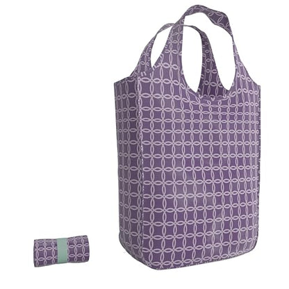 Pure Sage Reusable Grocery Bag - Stylish Shopping Bags for Groceries - Foldable Tote Bag - color: Purple Circles