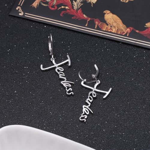 925 Sterling Silver Infinity Love of God Simple Dainty Faith Cross Dangle Earrings Religious Gift for Women - color: Fearless