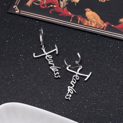 925 Sterling Silver Infinity Love of God Simple Dainty Faith Cross Dangle Earrings Religious Gift for Women - color: Fearless