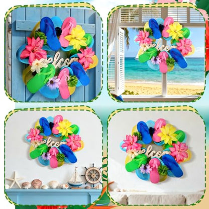 Cinnvoice Beach Slippers Wreath Artificial Front Door Wreath - style: Beach Slippers