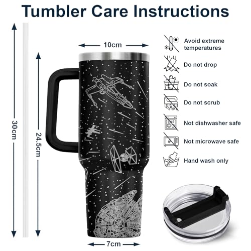 34HD Space Galaxy Sci Fi Falcon 40 oz Tumbler with Handle, Birthday Present - color: Movie 1