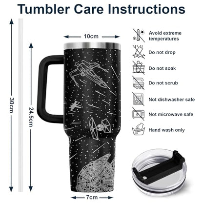 34HD Space Galaxy Sci Fi Falcon 40 oz Tumbler with Handle, Birthday Present - color: Movie 1