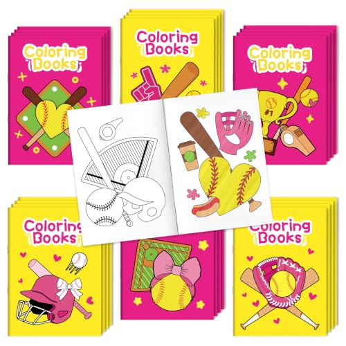 Bulk Softball Coloring Books, 24Pcs Mini Ball Drawing Booklet for Kids - style: Softball