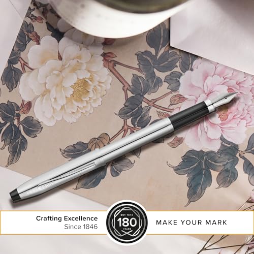 Cross Century II Lustrous Chrome Medium Nib Fountain Pen, Black Ink - color: Lustrous Chrome, style: Fountain Medium Nib