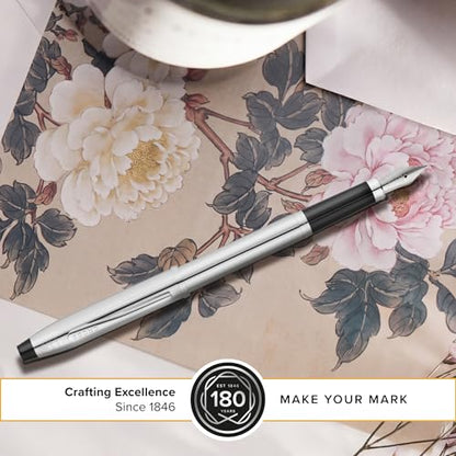 Cross Century II Lustrous Chrome Medium Nib Fountain Pen, Black Ink - color: Lustrous Chrome, style: Fountain Medium Nib