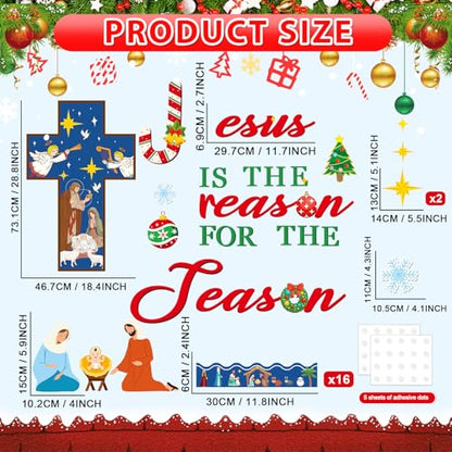 Christian Bulletin Board Decorations Jesus is The Reason for The Season Classroom Cutouts Christmas Nativity Religious Paper Decors for Xmas Holiday Sunday Church Chalkboard Wall Decor Supplies - style: Jesus is The Reason