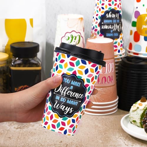 50 Pack 16 oz Disposable Coffee Cups with Lids Pink Motivational - style: Fashion