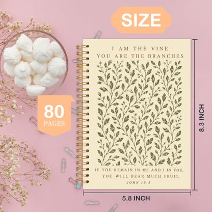 Green Christian Botanical Spiral Notebook for Women Men 5.5x8.3 Inch - color: Green Christian Plants