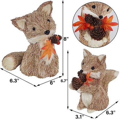 winemana Fall Decor Set of 2 Sisal Fox, Thanksgiving Decorations for Home - style: style 1